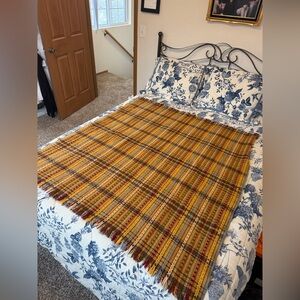 Vintage MCM throw blanket multi colored 52x56 mid century for repair or crafts